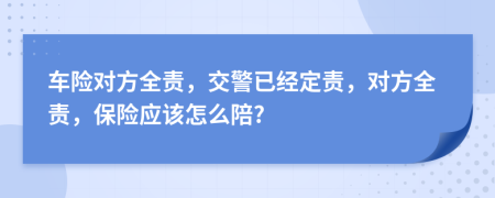 车险对方全责，交警已经定责，对方全责，保险应该怎么陪?