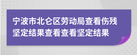 宁波市北仑区劳动局查看伤残坚定结果查看查看坚定结果