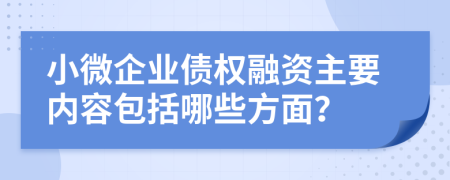 小微企业债权融资主要内容包括哪些方面？