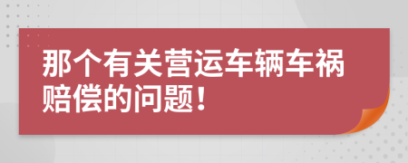 那个有关营运车辆车祸赔偿的问题！