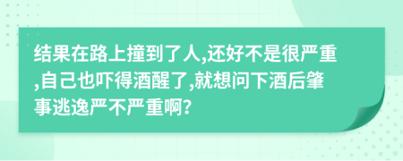 结果在路上撞到了人,还好不是很严重,自己也吓得酒醒了,就想问下酒后肇事逃逸严不严重啊？
