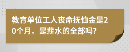 教育单位工人丧命抚恤金是20个月。是薪水的全部吗?