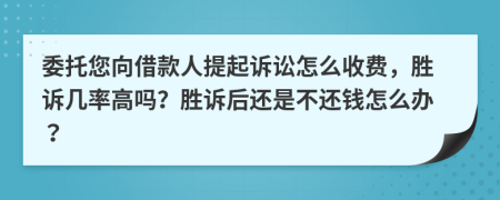 委托您向借款人提起诉讼怎么收费，胜诉几率高吗？胜诉后还是不还钱怎么办？