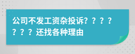 公司不发工资杂投诉？？？？？？？还找各种理由