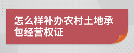 怎么样补办农村土地承包经营权证