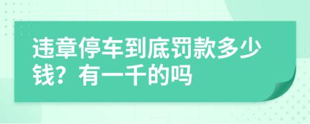 违章停车到底罚款多少钱？有一千的吗