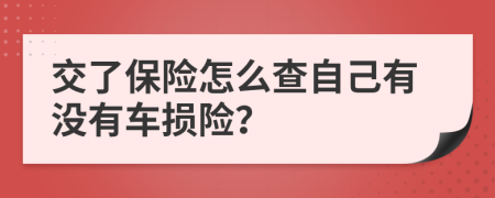 交了保险怎么查自己有没有车损险？