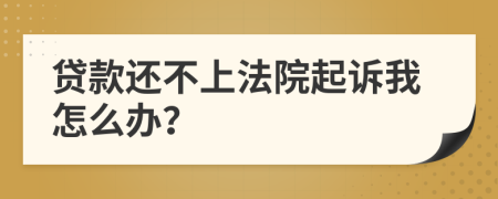 贷款还不上法院起诉我怎么办？