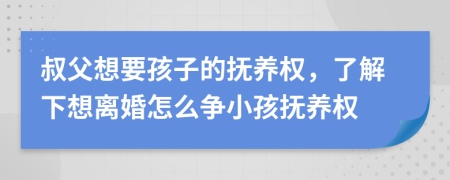 叔父想要孩子的抚养权，了解下想离婚怎么争小孩抚养权