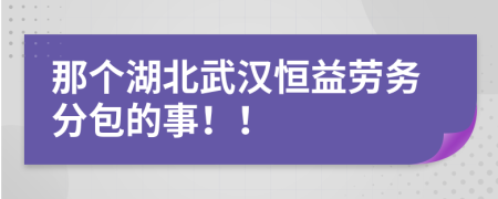 那个湖北武汉恒益劳务分包的事！！