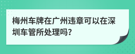 梅州车牌在广州违章可以在深圳车管所处理吗？