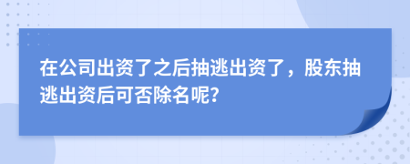 在公司出资了之后抽逃出资了，股东抽逃出资后可否除名呢？