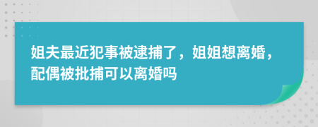 姐夫最近犯事被逮捕了，姐姐想离婚，配偶被批捕可以离婚吗