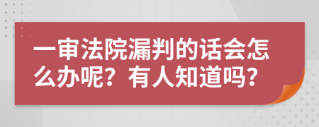 一审法院漏判的话会怎么办呢？有人知道吗？