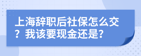 上海辞职后社保怎么交？我该要现金还是？