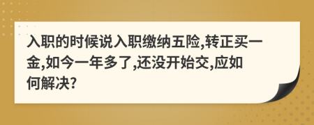 入职的时候说入职缴纳五险,转正买一金,如今一年多了,还没开始交,应如何解决?