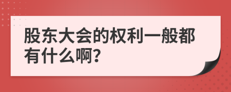 股东大会的权利一般都有什么啊？