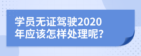 学员无证驾驶2020年应该怎样处理呢？