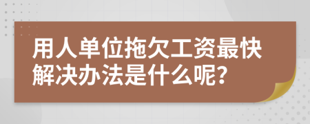 用人单位拖欠工资最快解决办法是什么呢？