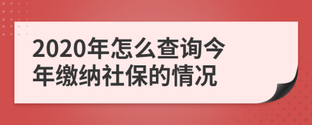 2020年怎么查询今年缴纳社保的情况