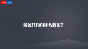 房屋共有有什么规定？