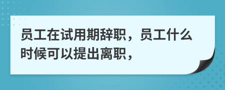 员工在试用期辞职，员工什么时候可以提出离职，