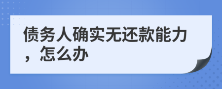 债务人确实无还款能力，怎么办