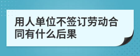 用人单位不签订劳动合同有什么后果