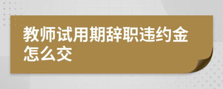 教师试用期辞职违约金怎么交