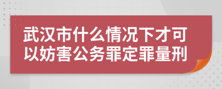 武汉市什么情况下才可以妨害公务罪定罪量刑