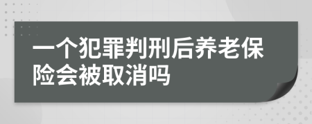 一个犯罪判刑后养老保险会被取消吗