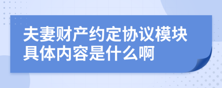 夫妻财产约定协议模块具体内容是什么啊