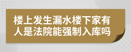 楼上发生漏水楼下家有人是法院能强制入库吗