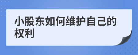 小股东如何维护自己的权利