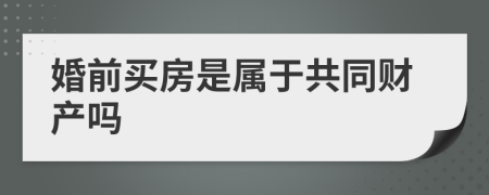 婚前买房是属于共同财产吗