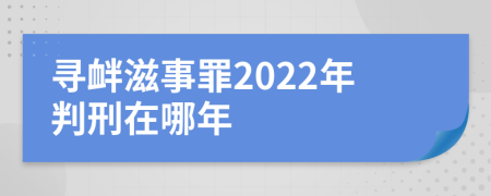 寻衅滋事罪2022年判刑在哪年