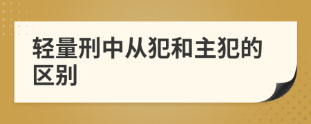 轻量刑中从犯和主犯的区别