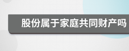 股份属于家庭共同财产吗