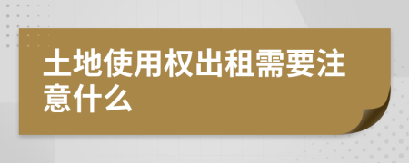 土地使用权出租需要注意什么