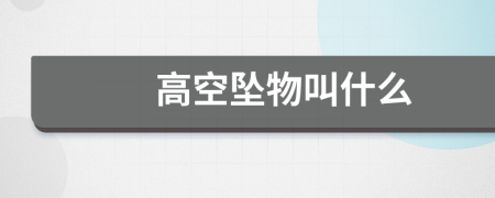 高空坠物叫什么