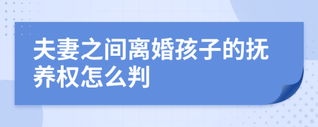 夫妻之间离婚孩子的抚养权怎么判