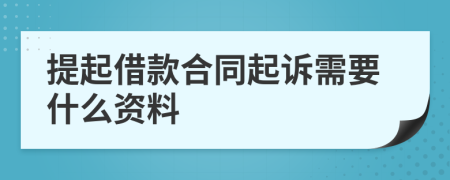 提起借款合同起诉需要什么资料