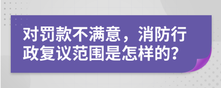 对罚款不满意，消防行政复议范围是怎样的？