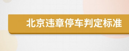 北京违章停车判定标准