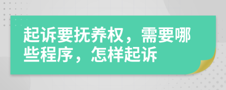 起诉要抚养权，需要哪些程序，怎样起诉