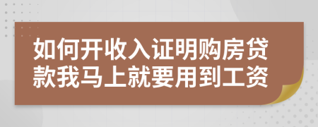 如何开收入证明购房贷款我马上就要用到工资