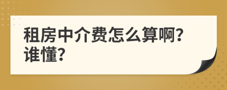 租房中介费怎么算啊？谁懂？