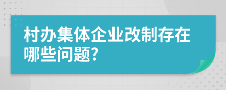 村办集体企业改制存在哪些问题?