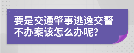 要是交通肇事逃逸交警不办案该怎么办呢？