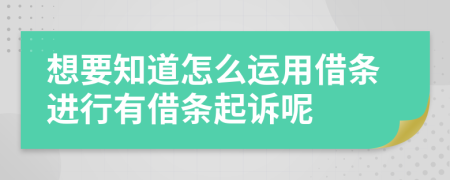 想要知道怎么运用借条进行有借条起诉呢